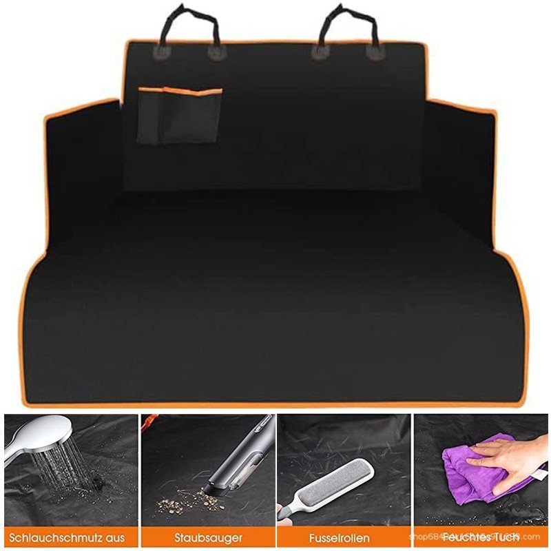 Waterproof dog boot liner with raised sides fitted in a car boot