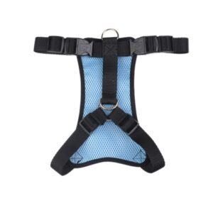 Reflective dog seat belt with high visibility stitching and metal clip