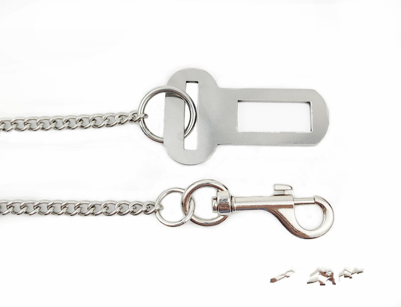 Heavy duty dog seat belt in reinforced steel chain with clip - view 2