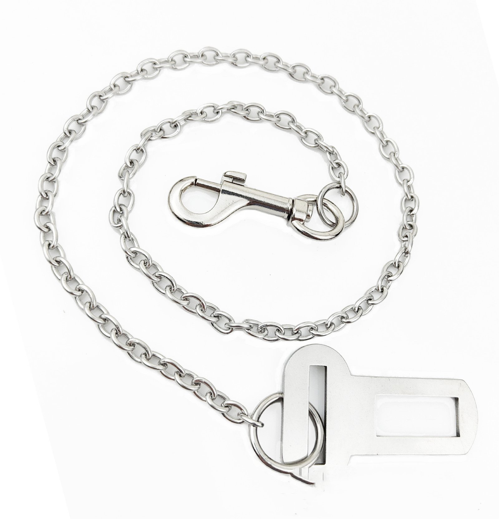 Heavy duty dog seat belt in reinforced steel chain with clip - view 4